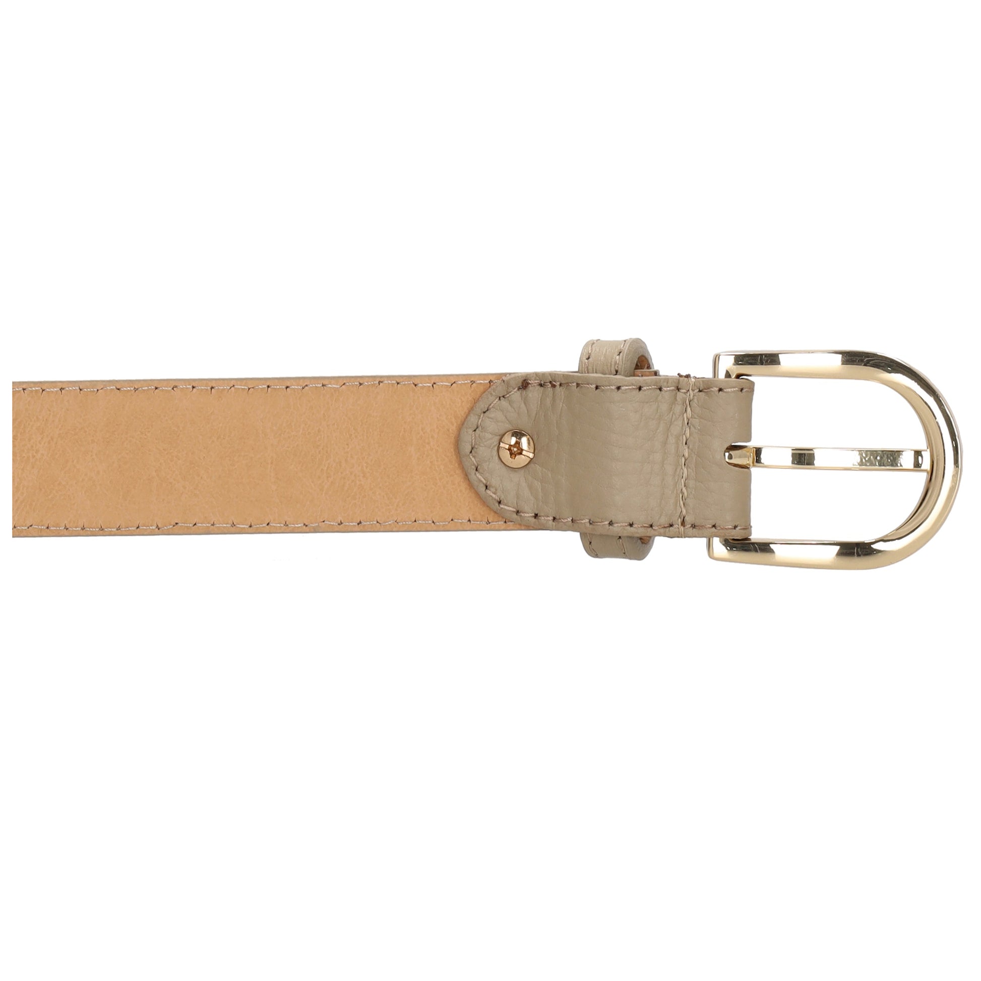 Taupefarbener Ledergürtel 2,5cm – Vollrindleder, Gold-Schließe, Mattschimmernd - leder-accessoires.com