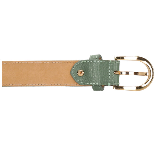 Pistazien Ledergürtel 2,5cm – Vollrindleder, Gold-Schließe, Mattschimmernd - leder-accessoires.com