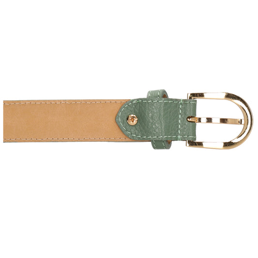 Pistazien Ledergürtel 2,5cm – Vollrindleder, Gold-Schließe, Mattschimmernd - leder-accessoires.com