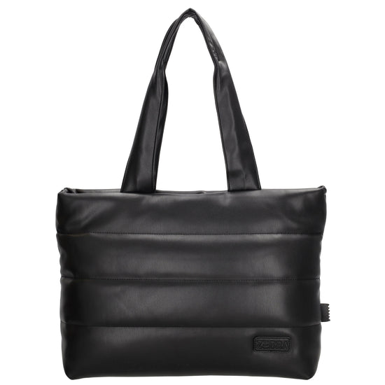 Shopper gesteppt 48x30cm in Schwarz aus Kunstleder - leder-accessoires.com
