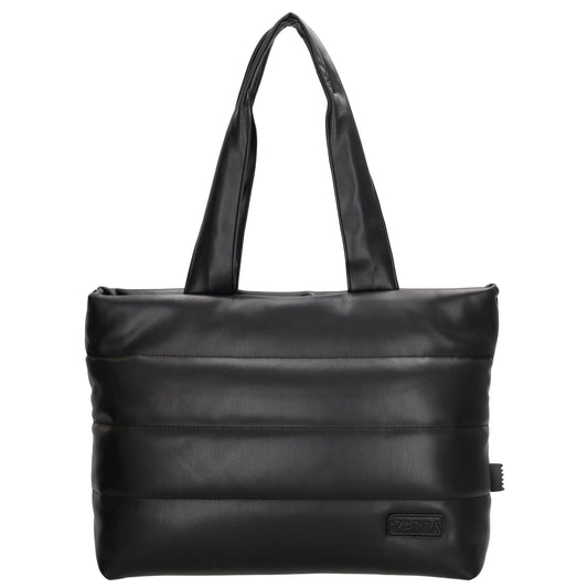 Shopper gesteppt 48x30cm in Schwarz aus Kunstleder