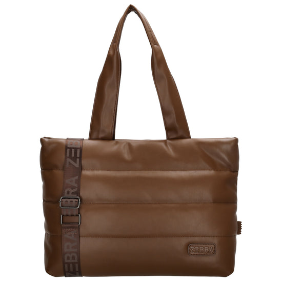 Shopper gesteppt 48x30cm in Braun aus Kunstleder - leder-accessoires.com