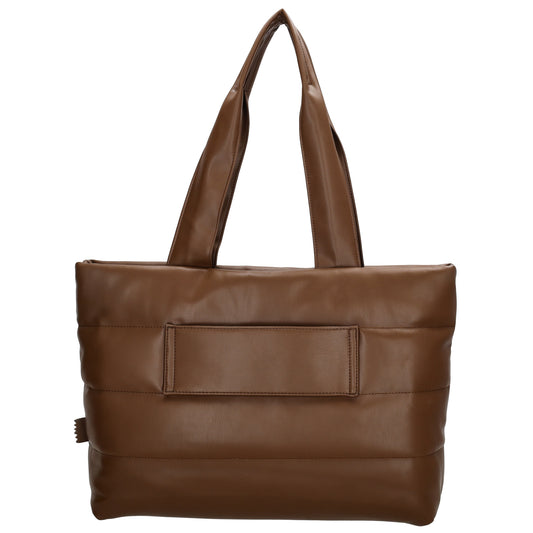 Shopper gesteppt 48x30cm in Braun aus Kunstleder
