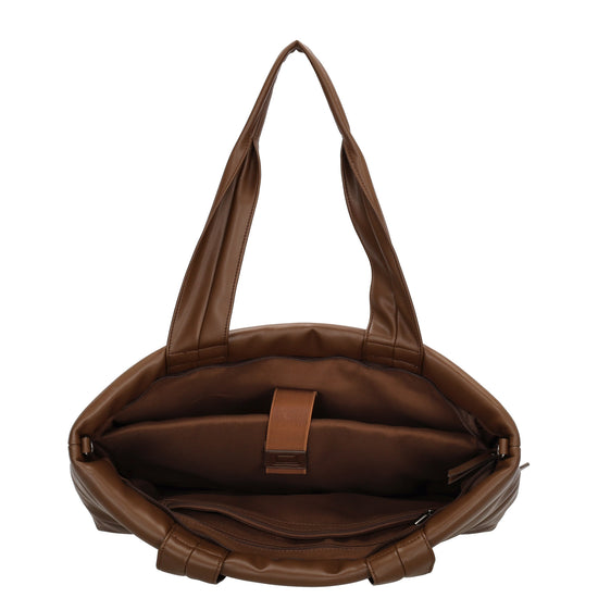 Shopper gesteppt 48x30cm in Braun aus Kunstleder - leder-accessoires.com