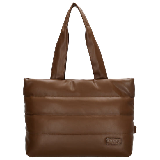 Shopper gesteppt 48x30cm in Braun aus Kunstleder - leder-accessoires.com