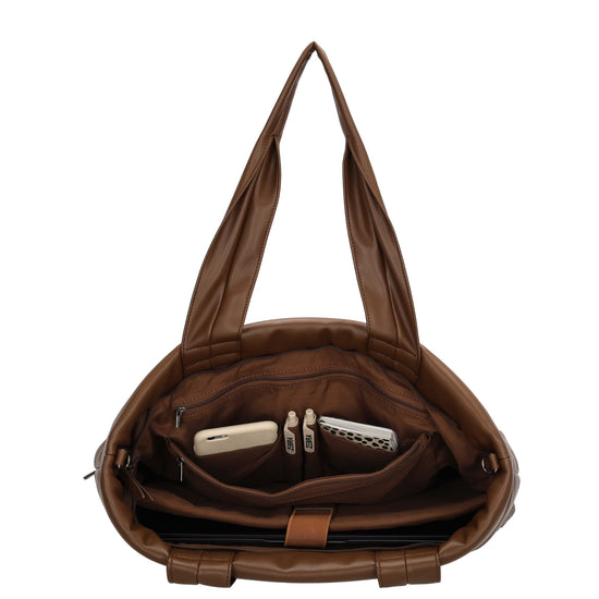 Shopper gesteppt 48x30cm in Braun aus Kunstleder - leder-accessoires.com