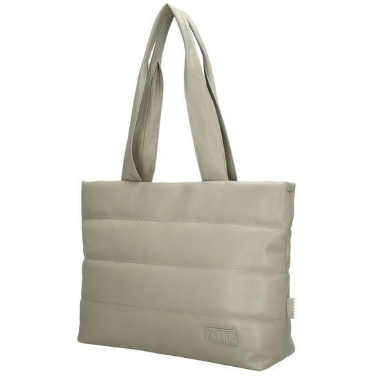 Shopper gesteppt 48x30cm in Mint aus Kunstleder - leder-accessoires.com