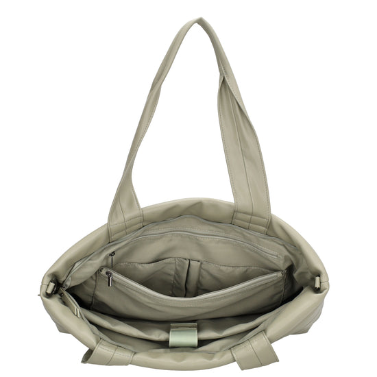 Shopper gesteppt 48x30cm in Mint aus Kunstleder - leder-accessoires.com