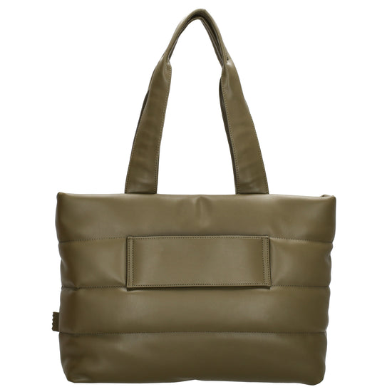 Shopper gesteppt 48x30cm in Olivgrün aus Kunstleder - leder-accessoires.com