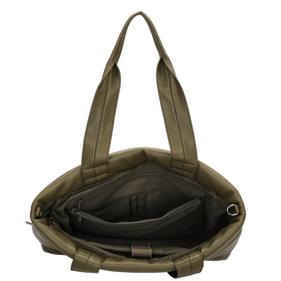 Shopper gesteppt 48x30cm in Olivgrün aus Kunstleder - leder-accessoires.com