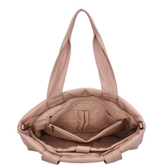 Shopper gesteppt 48x30cm in Altrosa aus Kunstleder - leder-accessoires.com