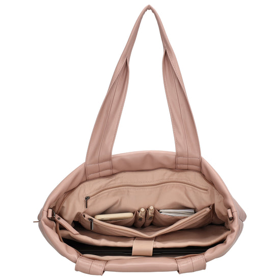 Shopper gesteppt 48x30cm in Altrosa aus Kunstleder - leder-accessoires.com