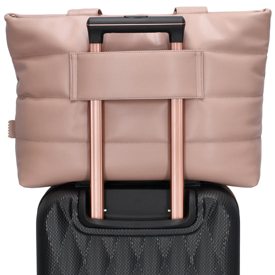 Shopper gesteppt 48x30cm in Altrosa aus Kunstleder - leder-accessoires.com