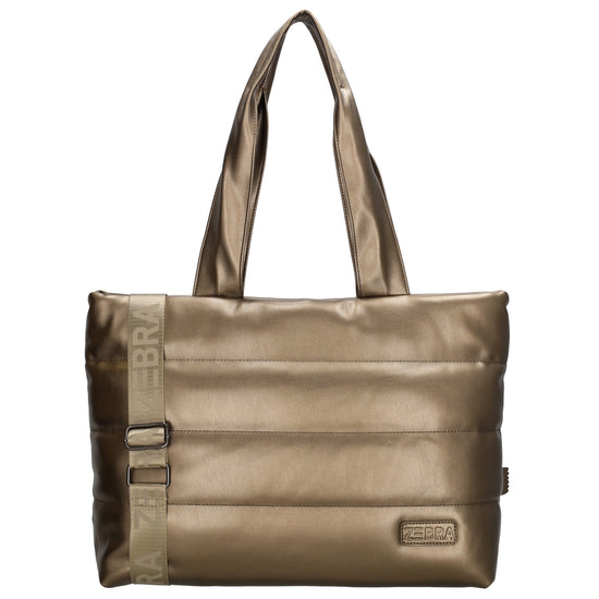 Shopper gesteppt 48x30cm in Bronze-Metallic aus Kunstleder - leder-accessoires.com