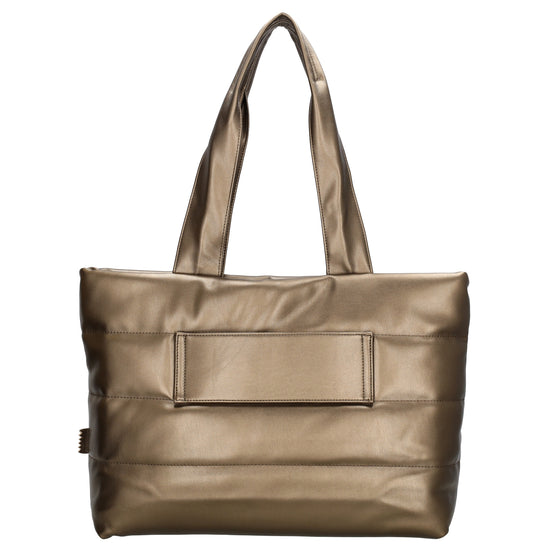 Shopper gesteppt 48x30cm in Bronze-Metallic aus Kunstleder - leder-accessoires.com