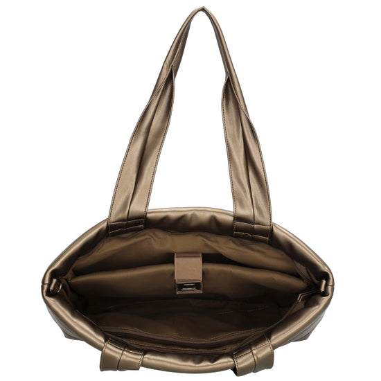 Shopper gesteppt 48x30cm in Bronze-Metallic aus Kunstleder - leder-accessoires.com