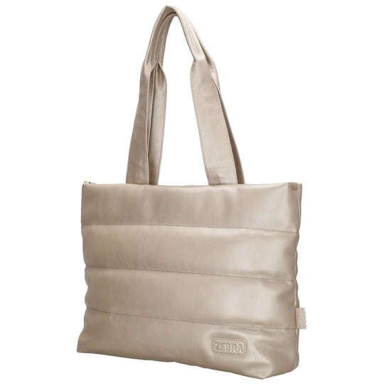 Shopper gesteppt 48x30cm in Champagner aus Kunstleder - leder-accessoires.com