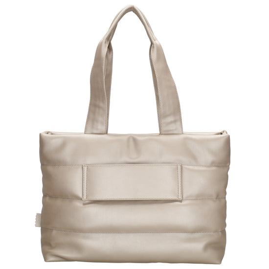 Shopper gesteppt 48x30cm in Champagner aus Kunstleder - leder-accessoires.com