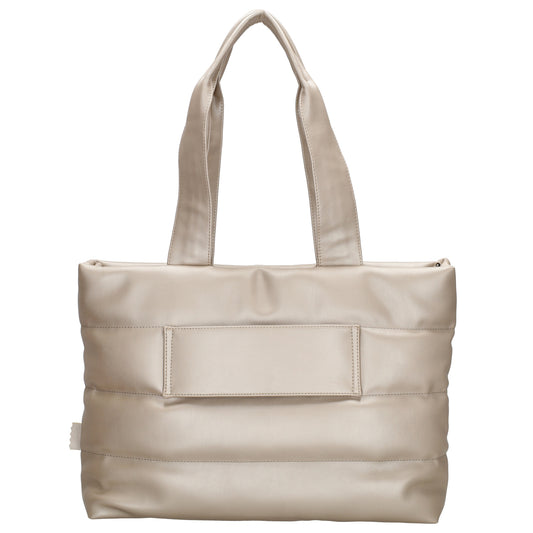 Shopper gesteppt 48x30cm in Champagner aus Kunstleder