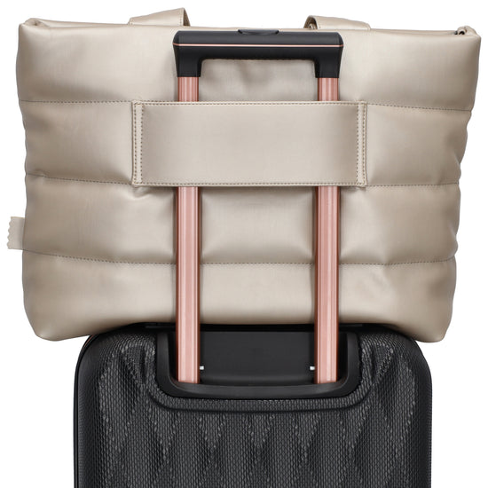 Shopper gesteppt 48x30cm in Champagner aus Kunstleder - leder-accessoires.com