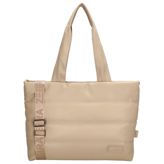 Shopper gesteppt 48x30cm in Beige aus Kunstleder - leder-accessoires.com