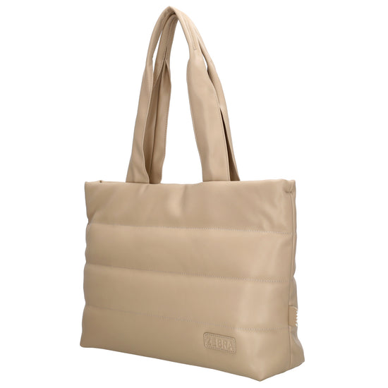 Shopper gesteppt 48x30cm in Beige aus Kunstleder - leder-accessoires.com