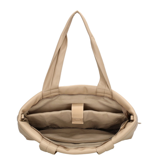 Shopper gesteppt 48x30cm in Beige aus Kunstleder - leder-accessoires.com