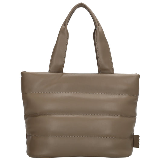 Umhängetasche gesteppt 30x20cm in Taupe aus Kunstleder