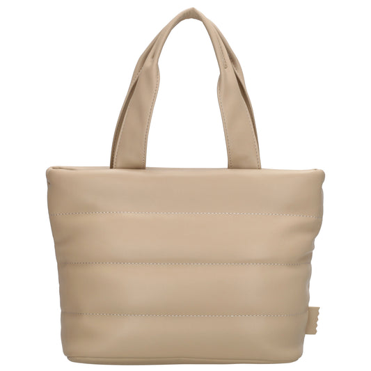 Umhängetasche gesteppt 30x20cm in Beige aus Kunstleder