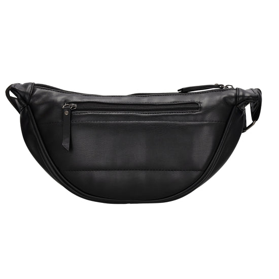 Bodybag gesteppt 33x16cm in Schwarz aus Kunstleder - leder-accessoires.com