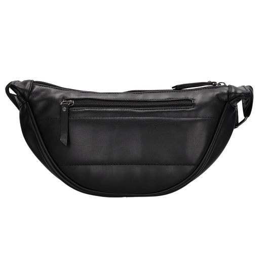 Bodybag gesteppt 33x16cm in Schwarz aus Kunstleder
