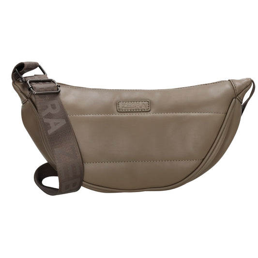 Bodybag gesteppt 33x16cm in Taupe aus Kunstleder