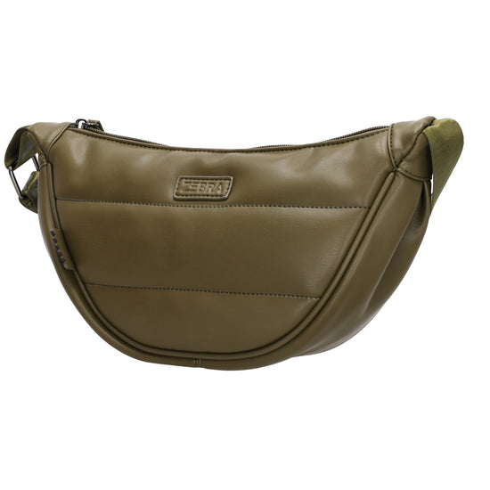 Bodybag gesteppt 33x16cm in Olivgrün aus Kunstleder - leder-accessoires.com