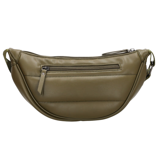 Bodybag gesteppt 33x16cm in Olivgrün aus Kunstleder - leder-accessoires.com