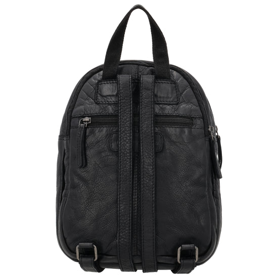Rucksack 26 x 20cm in Schwarz mit Vortasche in Leder - leder-accessoires.com