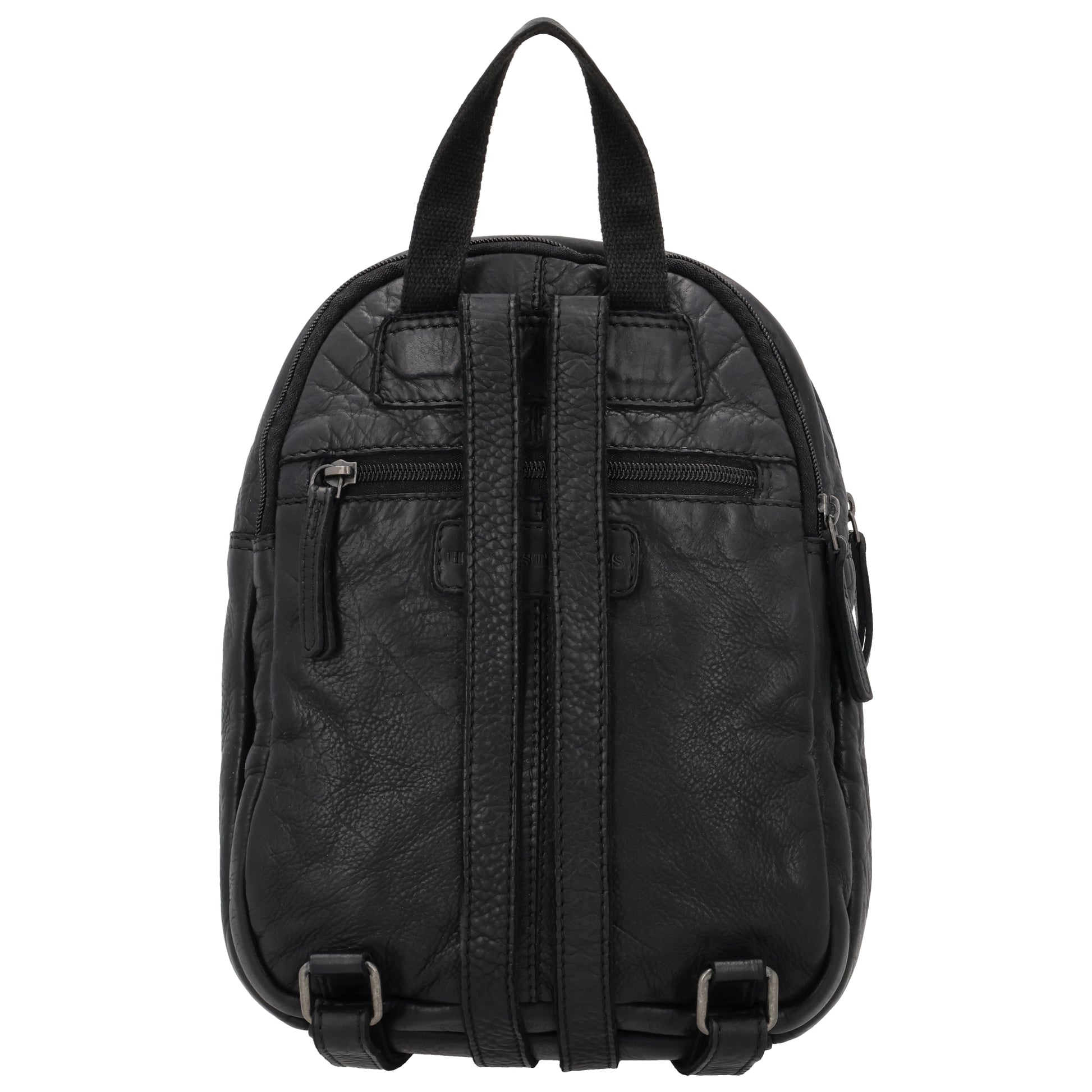 Rucksack 26 x 20cm in Schwarz mit Vortasche in Leder - leder-accessoires.com