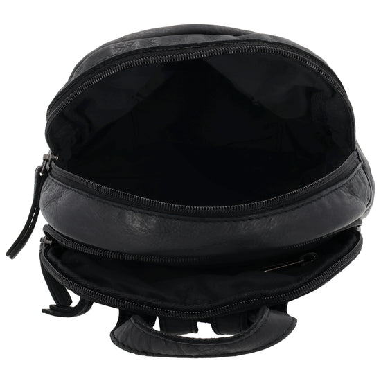 Rucksack 26 x 20cm in Schwarz mit Vortasche in Leder - leder-accessoires.com