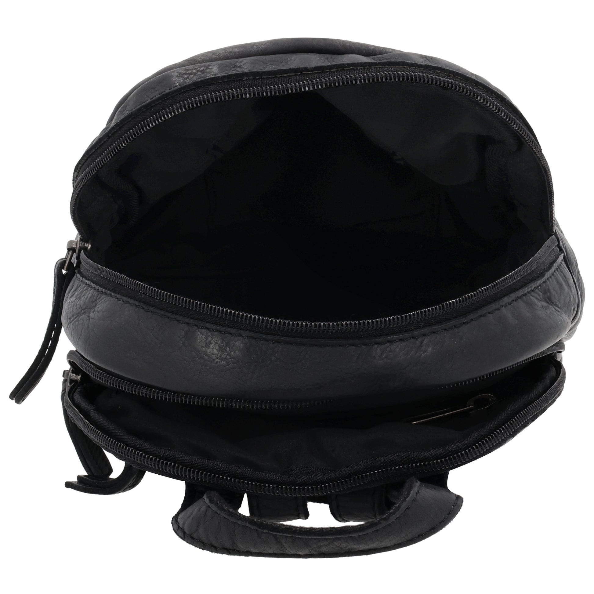 Rucksack 26 x 20cm in Schwarz mit Vortasche in Leder - leder-accessoires.com
