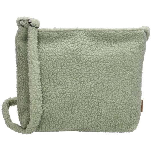 Umhängetasche Teddyfell 30 x 41cm in Mint mit Reißverschluss