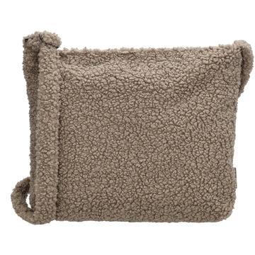 Umhängetasche Teddyfell 30 x 41cm in Taupe mit Reißverschluss