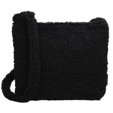 Umhängetasche Teddyfell 24 x 33cm in Schwarz mit Reißverschluss