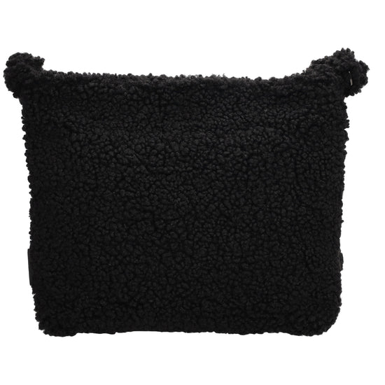 Umhängetasche Teddyfell 24 x 33cm in Schwarz mit Reißverschluss - leder-accessoires.com