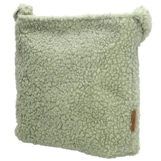 Umhängetasche Teddyfell 24 x 33cm in Mint mit Reißverschluss - leder-accessoires.com
