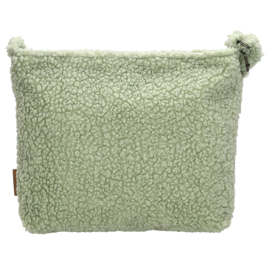 Umhängetasche Teddyfell 24 x 33cm in Mint mit Reißverschluss - leder-accessoires.com