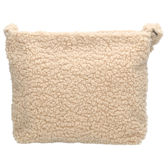 Umhängetasche Teddyfell 24 x 33cm in Beige mit Reißverschluss - leder-accessoires.com