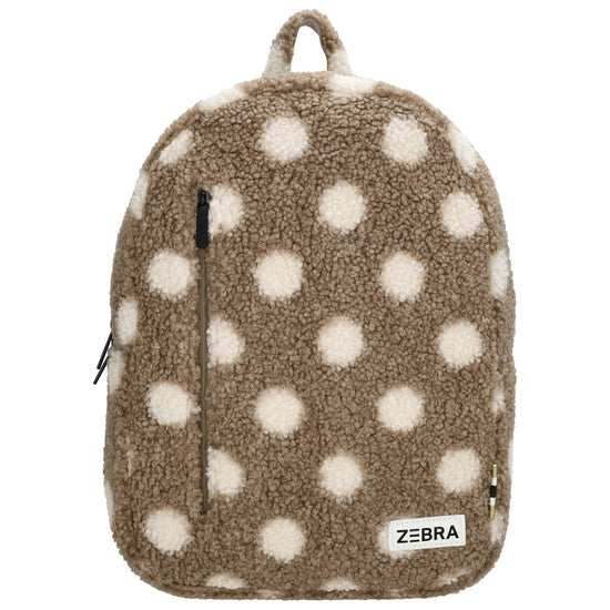 Kinderrucksack 25x38cm Teddyfell mit Punkten in Taupe - leder-accessoires.com