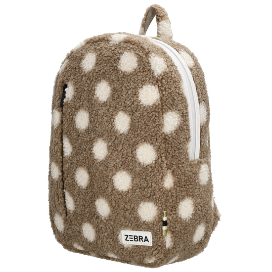 Kinderrucksack 25x38cm Teddyfell mit Punkten in Taupe - leder-accessoires.com