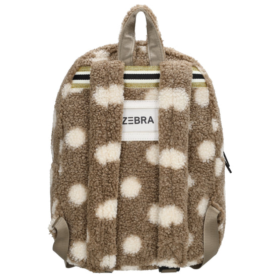 Kinderrucksack 25x38cm Teddyfell mit Punkten in Taupe - leder-accessoires.com