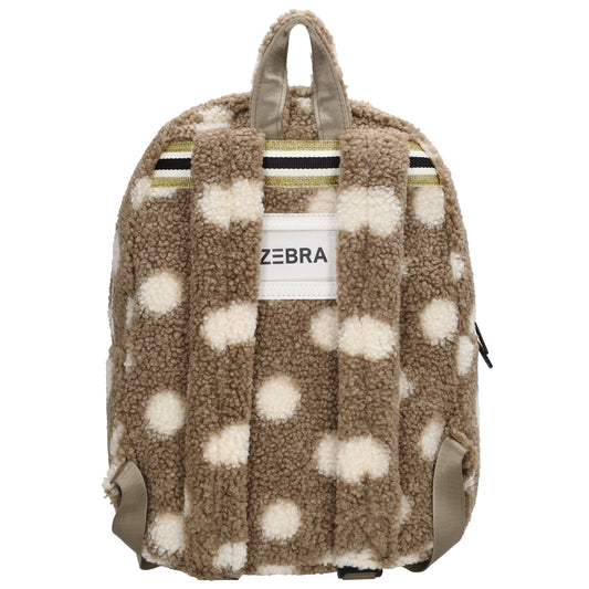 Kinderrucksack 25x38cm Teddyfell mit Punkten in Taupe