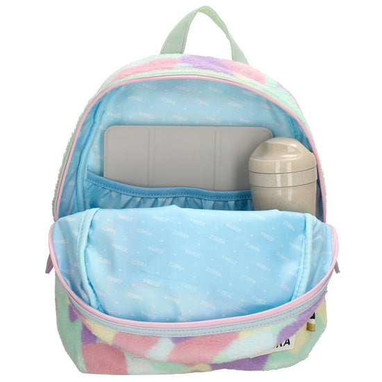 Kinderrucksack 25x35cm mit Kuhmuster-Fell in Multicolor - leder-accessoires.com